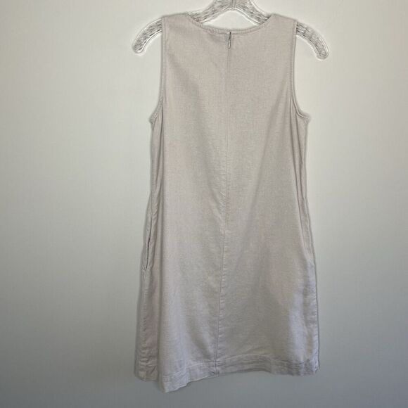 J.CREW Mini Dress Women 2 Beige Linen Blend Sleeveless Shift Pockets CA406 - Picture 7 of 14